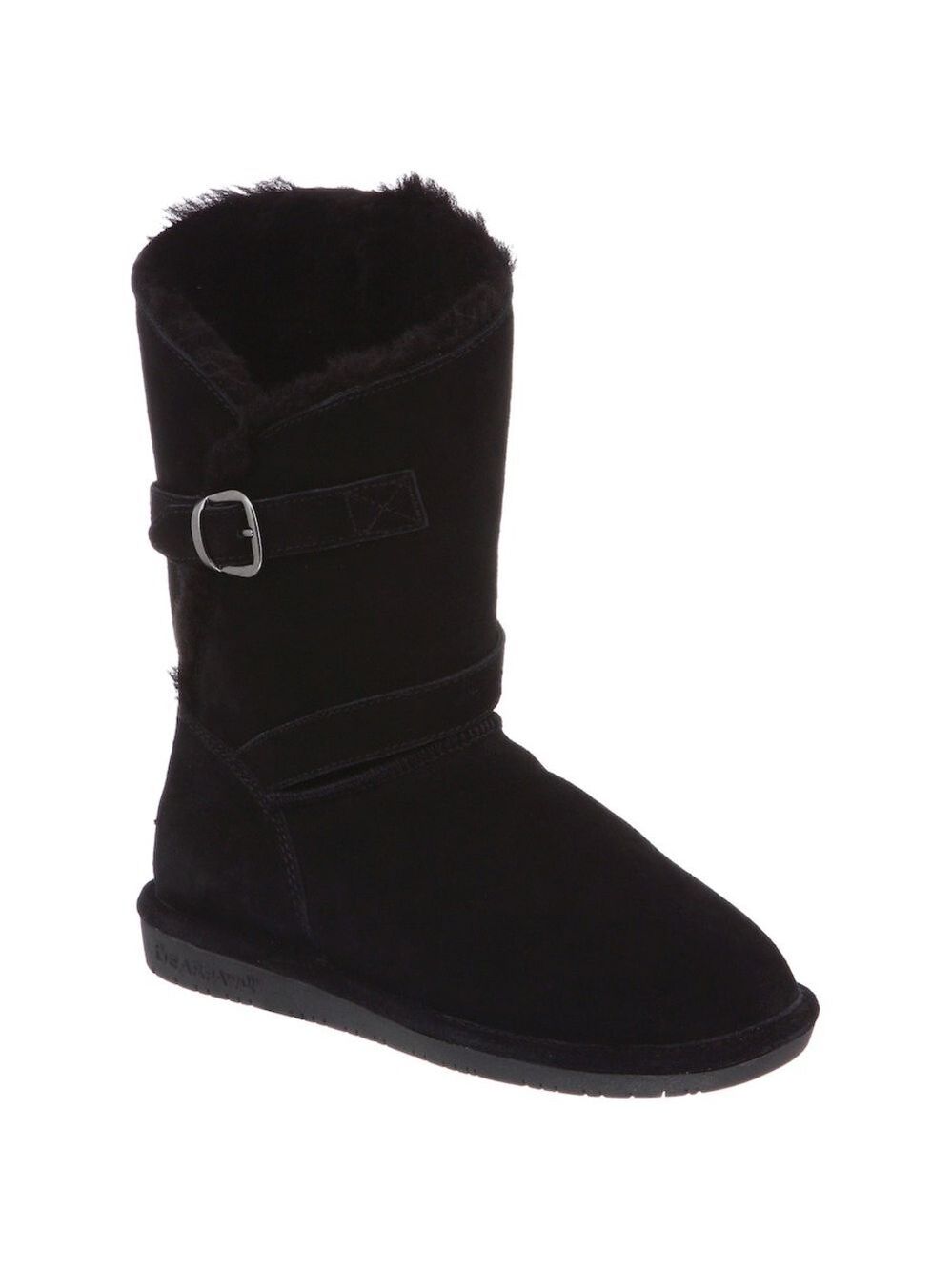 Size 11 Ladies BearPaw Black Suede Winter Boots with Buckle